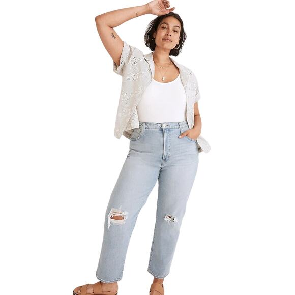 Madewell High Rise Distressed The Perfect Vintage Straight Jean Women's Size 27‎ - Picture 1 of 8